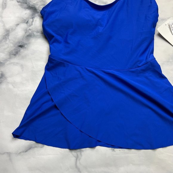 Athena Swim Ruffle Waist Tankini Size 6 Small Samba Solids Royal Blue Modest - Picture 4 of 7